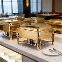 Luxuriöser Hotel-Bankett-Tischaufsatz, Brennstoffbetriebener Buffet-Speisenwärmer, Chafing Dish aus Edelstahl, 6L, Schwarz, Manuelles Wärmeausrüstung