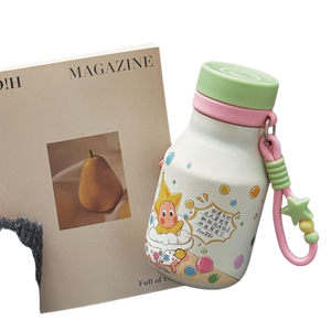 Borraccia Termica Kawaii a Forma di Stella da 480ml, Bicchiere con Stampa 'HELLO' <span class=keywords><strong>e</strong></span> 'STAR' con Cinturino da Trasporto - Product Image 4