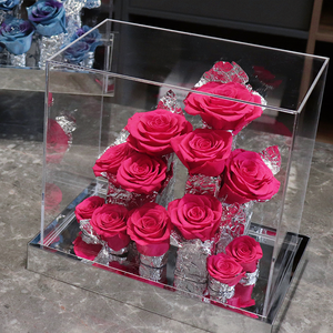 El mejor Popular 12 Rosas glaciares preservadas Amor Eternal Forever Preserved Roses Head en caja de acrílico Regalo de Navidad para niñas - Product Image 3