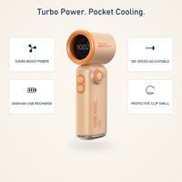 Ventilateur portable turbo à clipser à la taille pour extérieur, 100 niveaux de vitesse, 24000 tours/min, rechargeable 3000 mAh, refroidissement mains libres