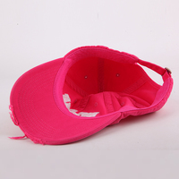 Casquette de baseball déstructurée 6 panneaux en coton délavé, style « Dad Hat » vieilli, avec bordure effilochée et effet Monkey Spray Fade