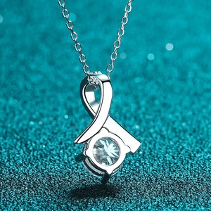 Prix d'usine, collier pendentif en or blanc massif 18 carats, diamant cultivé en laboratoire de clarté VVS1 D, pour femme - Product Image 3