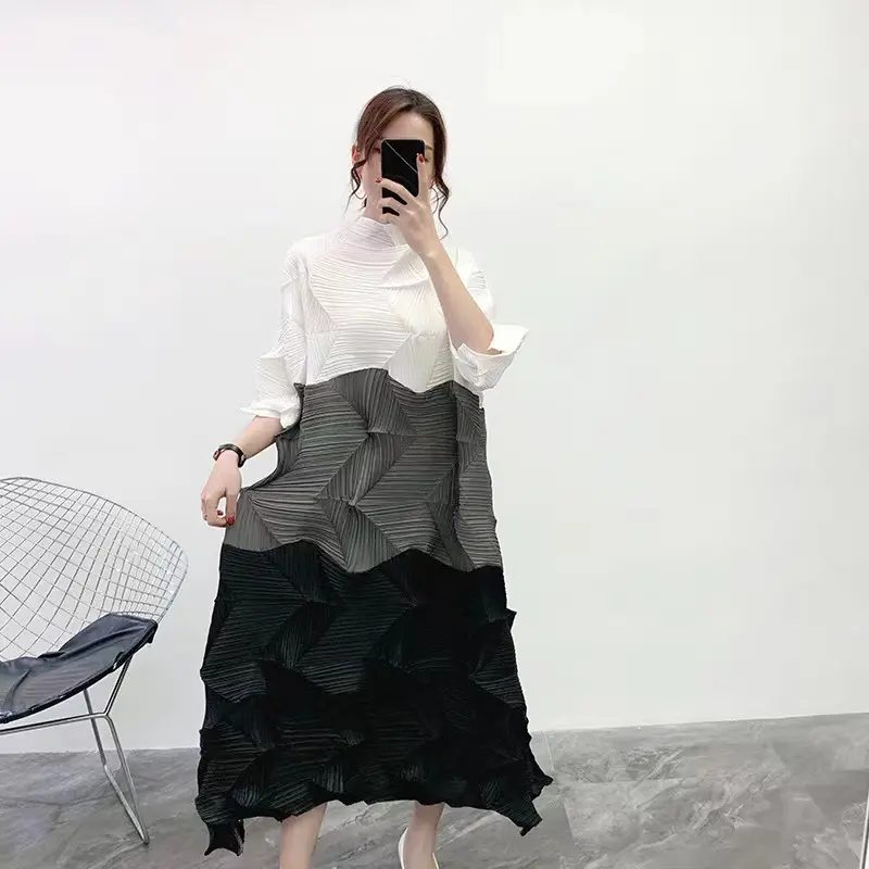 Sheen Miyaki Factory Direct Pleated Zim Fashion Vestidos Casual Women's Clothing Dress Plus Size Indian Dresses For Women