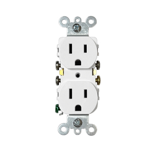 Enchufe de Pared Dúplex Estándar Americano NEMA5-15R 15A 125V / Certificación <span class=keywords><strong>CUL</strong></span> Clasificación IP23 Construcción de Cobre y PC Blanco - Product Image 1