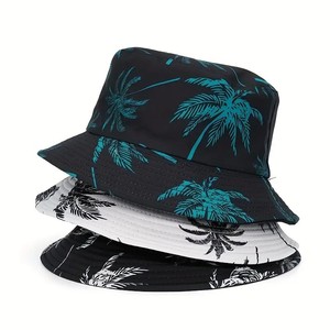 Cappello a Secchiello Unisex con Stampa di Palme da Cocco, Stile Bohémien Tropicale per Vacanze e Spiaggia - Product Image 1