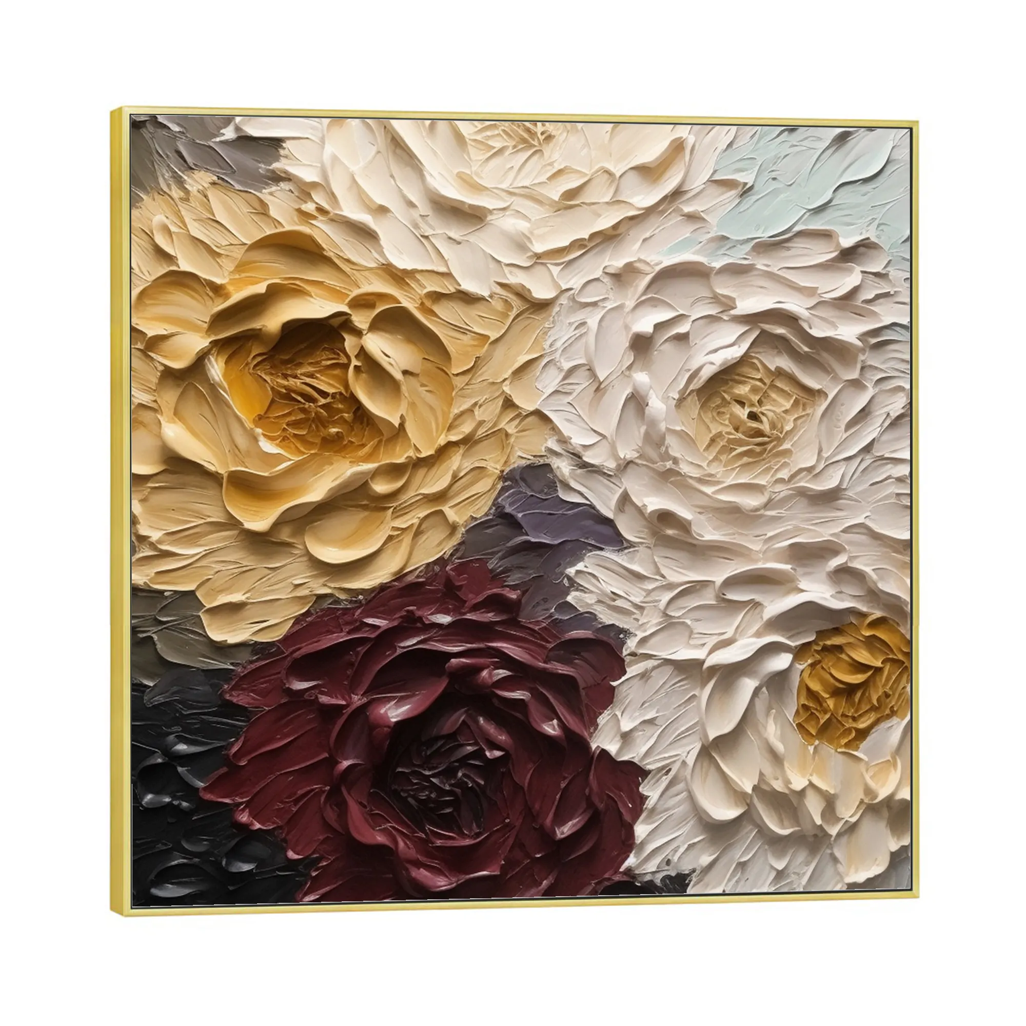 Картина маслом на холсте с абстрактным цветком