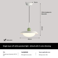Lustre LED réglable en hauteur en fer forgé crème, design créatif en acrylique vert et blanc, lampe de table à manger, idéal pour maison d'hôtes et bar, style simple