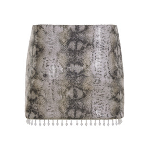 Minifalda Sexy de Verano para Mujer, Ajustada, con Cintura Natural, Lentejuelas, Estampado de Serpiente, Borlas, Diseño de Pedrería en Contraste, Ecológica - Product Image 6