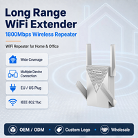 Repetidor WiFi Gigabit LAN de 1800Mbps, Doble Banda 2.4G 5.8G, Extensor de Red Inalámbrica con 4 Antenas Externas