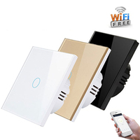 Tuya Version EU WiFi RF433Mhz Interrupteur d'éclairage intelligent 10A Panneau mural tactile en verre de luxe Maison intelligente Pas d'interrupteurs de fil neutre