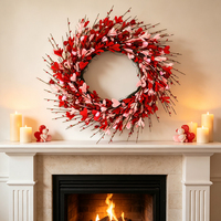 Couronne en métal artisanale pour la Saint-Valentin et Thanksgiving, motif cœur, décoration de mariage, décoration de porte, décoration de fête à domicile