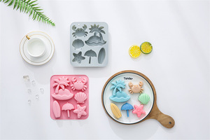 6-Cavity <b>Beach</b> Theme Nonstick Silicone Cake Molds Food-Grade Reusable Cute Silicone Magnetic Chocolate, Candy & Ice DIY Mold - Product Image 6