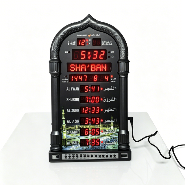 110V-220V Global Voltage Support High Contrast LED Screen Wireless Remote Control Desktop Wall Hanging Digital Prayer Azan Clock