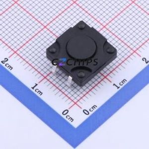 YTS1K0071ABT00 Tactile Switch Through hole Component THT,12x12mm Switch Single Pole Single Throw Round Button 1.6N Through Hole - Product Image 1