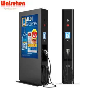 Electric vehicle Charging station LCD Advertising Digital Signage Poster with CHAdeMO Combo Type 2 CCS plug