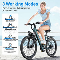 Vélo de montagne électrique 26 pouces, moteur de moyeu arrière 250W, batterie au lithium, assistance électrique, tout-terrain, suspension simple, freins à disque