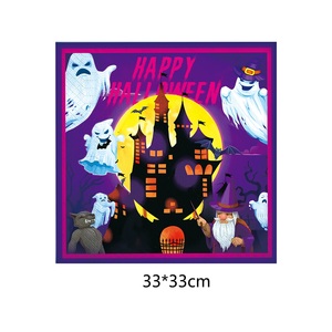 Décorations de fête d'Halloween, vaisselle jetable, nappe de carnaval violette, décoration de fête à domicile DIY, ensemble de vaisselle d'Halloween - Product Image 2