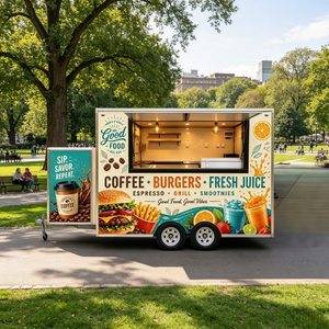 Carretto Gelati, Food Truck, Rimorchio per Alimenti con Cucina Completa, Rimorchio Gelati con Carrello Caffè Completo per Eventi - Product Image 3