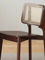 Chaise de salle à manger en bois massif de style moderne du milieu du siècle, dossier en rotin, chaise design nordique pour la maison, la cuisine et le restaurant