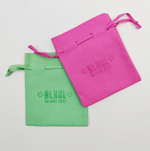 Pochette cadeau de luxe en suède synthétique recyclable avec logo personnalisé, 30x40cm, petite, avec cordon de serrage, pour emballage de bijoux colorés - Product Image 4