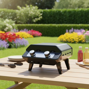 Four à pizza portable de table moderne et luxueux, à granulés, avec pieds pliables réglables, construction en acier inoxydable, pour fêtes et événements. - Product Image 3