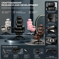 Chaise de bureau ergonomique confortable et moderne en cuir PU, pivotante et réglable, pour réunions et conférences