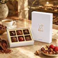 Boîte à chocolat de qualité alimentaire à 6 cavités, boîte de présentation, logo estampé à l'or, papier couché, carton gris pour chocolatiers