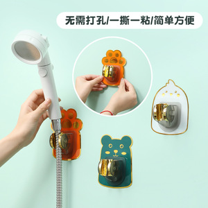 Soporte para cabezal de ducha sin taladro, soporte ajustable con ventosa para baño de niños, forma de manzana, verde, naranja, blanco - Product Image 2