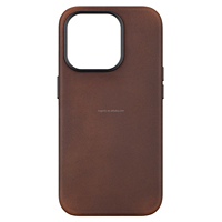 Étui en cuir véritable Crazy Horse pour iPhone 15 Pro, compatible avec anneau magnétique intégré, style Indiana-Jones, marron foncé