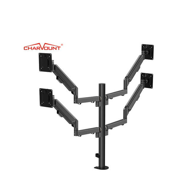 For New Rotation Gas Spring Alloy Steel Quad Four Arms Desk Mount Ergonomic LCD Computer Monitor 180 Swivel 100x100mm