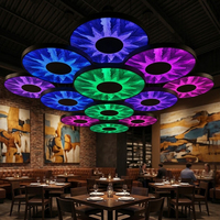 Art Pattern UV Print Acrylic LED Chandelier Smart RGB Color Changing Circular Pendant Light Commercial Decor Atmosphere Lamp