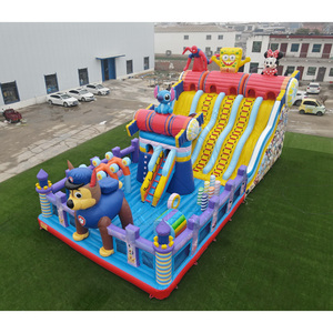 Parc d'attractions gonflable géant, parc de dessins animés, château gonflable, aire de jeux gonflable avec toboggan, mur d'escalade, passerelle surélevée - Product Image 4