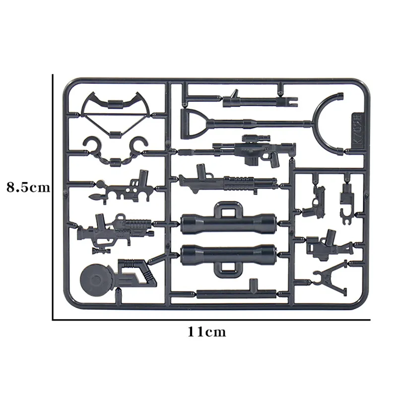 Juego de bloques de construcción de arma militar para niños, juguete de construcción de arma, ballesta, Rifle, arma militar, 2 piezas