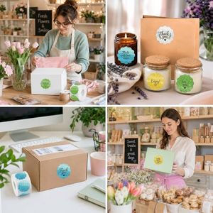 Etiquetas Adhesivas en Rollo con Logotipo Impreso Personalizado para Fabricantes, Pegatinas de Agradecimiento, Etiqueta con Estampado Dorado UV para Empaquetado - Product Image 5