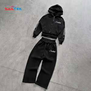 Felpa con Cappuccio Corta Distressed <span class=keywords><strong>Y2K</strong></span> Streetwear da Uomo, Oversize Casual Boxy con Doppia Zip e Cappuccio, Alta Qualità - Product Image 3