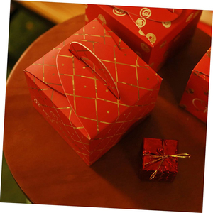 8326 boîtes d'emballage de pomme rouge de forme carrée bon marché en gros avec poignées pour la veille de Noël facile à assembler boîtes de pomme de Noël - Product Image 6