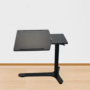 Meja komputer berdiri ergonomis pneumatik, hitam kualitas tinggi duduk dan berdiri
