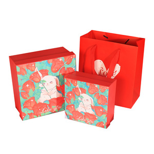 Red Heart <b>Gift</b> <b>Box</b> With Handle Rigid Paperboard <b>Box</b> Four Color Printing Like You Bunny Rose Design For <b>Gift</b> Packaging - Product Image 2
