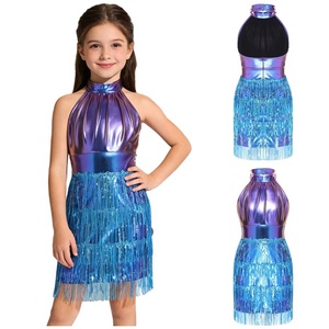 Vestido Metálico Brillante para Niñas de 6 a 16 Años, Vestido Tubo con Lentejuelas y Borlas para Baile, Prácticas, Graduaciones, Actuaciones en Escenario y Fiestas - Product Image 2