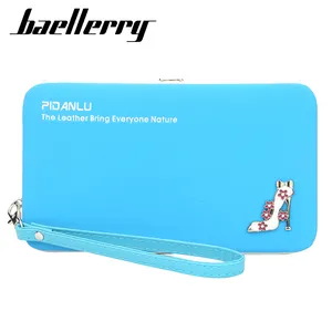 Carteiras baellery femininas de salto alto, bolsa de mão de couro com zíper, porta-cartões