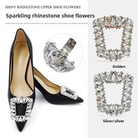 Boucle de chaussure en verre trapézoïdal avec strass modèle B1043B1044 de la marque SF, détachable, pour talons hauts