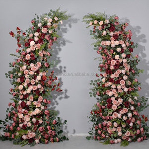 Arche de fleurs artificielles en soie rose vif K36 pour mariage, décoration d'arche de mariage, arrangement floral pour arche de mariage - Product Image 4