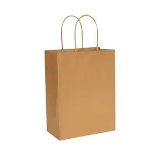 Custom Logo Printed Brown White Kraft Paper Bag Shopping Paper Bag Packaging Paper Bag with Handle