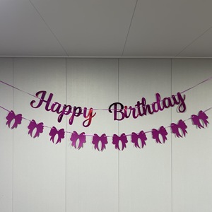 Birthday Banner Glitter <b>Bows</b> Arch Shape Durable Party Decorations Birthday Occasion - Product Image 3