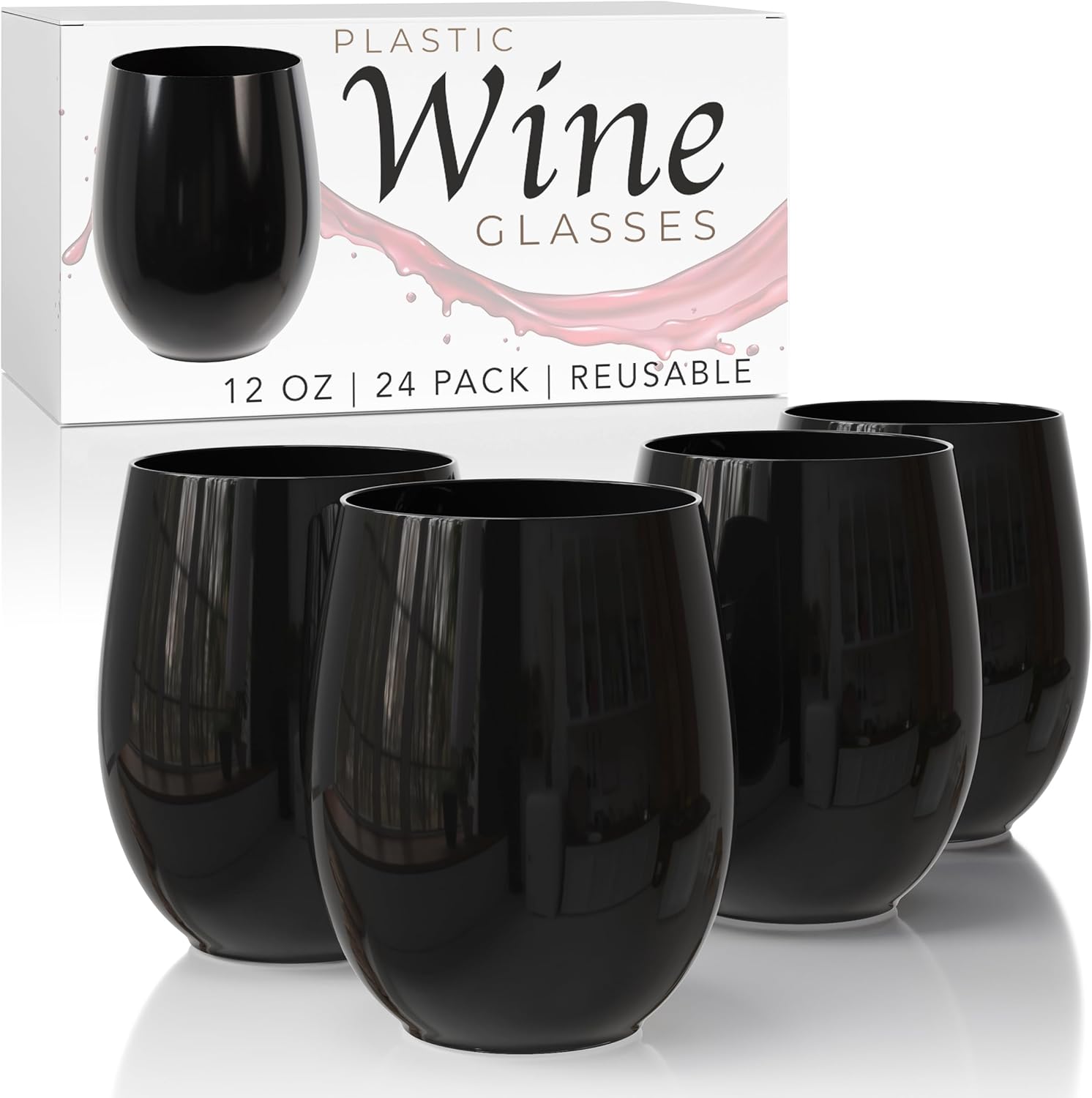 7 Oz 1-Piece White Plastic Disposable Wine Goblet - 8 Pack - Posh Setting - View #7
