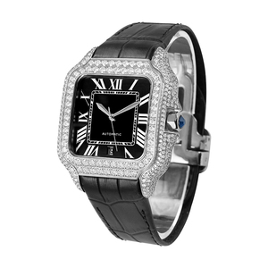 High Quality Men's Stainless Steel Square <b>Case</b> Mechanical <b>Watch</b> Moissanite Sapphire Crystal Dial Stainless Steel Band Butterfly - Product Image 2