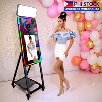 Cabina de Fotos Selfie WIVITOUCH Interactiva con Pantalla Táctil LCD de 21.5 Pulgadas, Compatible con DSLR, Impresión Instantánea, Wi-Fi, Metálica