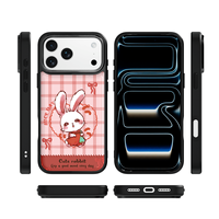 Coque de téléphone AG Feeling Black Edge avec motif Lapin Rouge Doré pour iPhone 17, 17 Pro Max, 16 Pro, 15, 15 Pro Max, 15 Pro, 14 Pro Max – Coque Magnétique