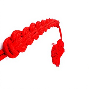 QUICK WAY INDUSTRIES Cordon d'épaule et aiguillettes personnalisés en soie et polyester pour uniforme de cérémonie - Confortables, couleur rouge unie, avec logo - Product Image 5