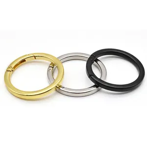 High Quality Zinc Alloy Key Chain Flat Spring Clip Hooks Round Circle Carabiner O Gate Ring